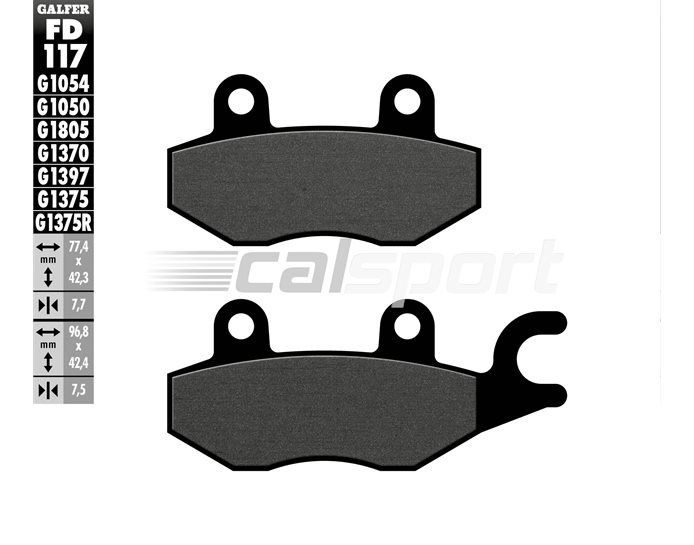 FD117-G1054 - Galfer Brake Pads, Front, Semi Metal - only RIGHT