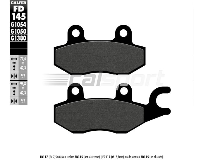 FD145-G1050 - Galfer Brake Pads, Front, Scooter - only RIGHT