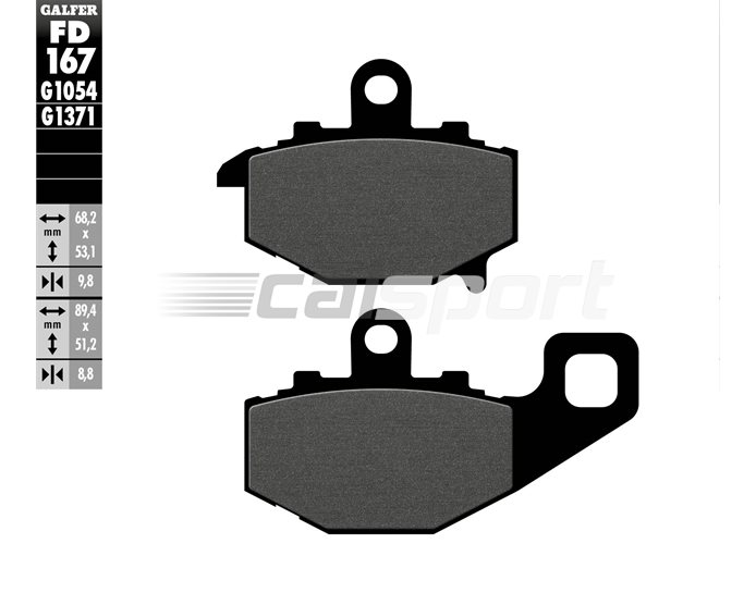 FD167-G1054 - Galfer Brake Pads, Rear, Semi Metal - RIGHT,RIGHT ABS