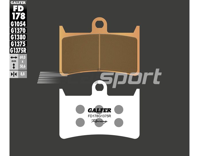 FD178-G1375R - Galfer Brake Pads, Front, Sinter Sport Race - inc SP,Tourer
