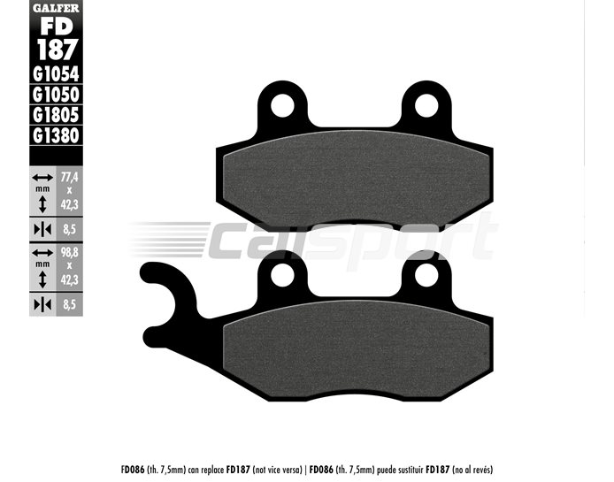 FD187-G1050 - Galfer Brake Pads, Front, Scooter - only Classic