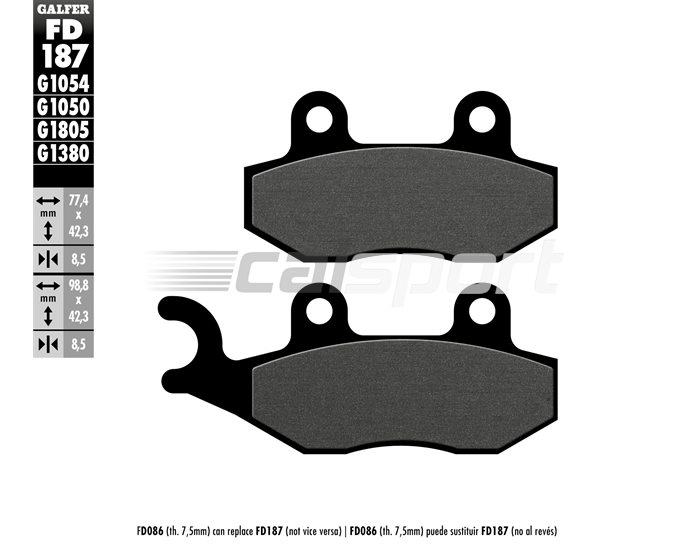 FD187-G1054 - Galfer Brake Pads, Rear, Semi Metal