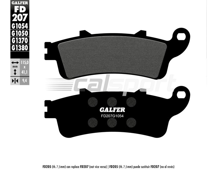 FD207-G1054 - Galfer Brake Pads, Rear, Semi Metal