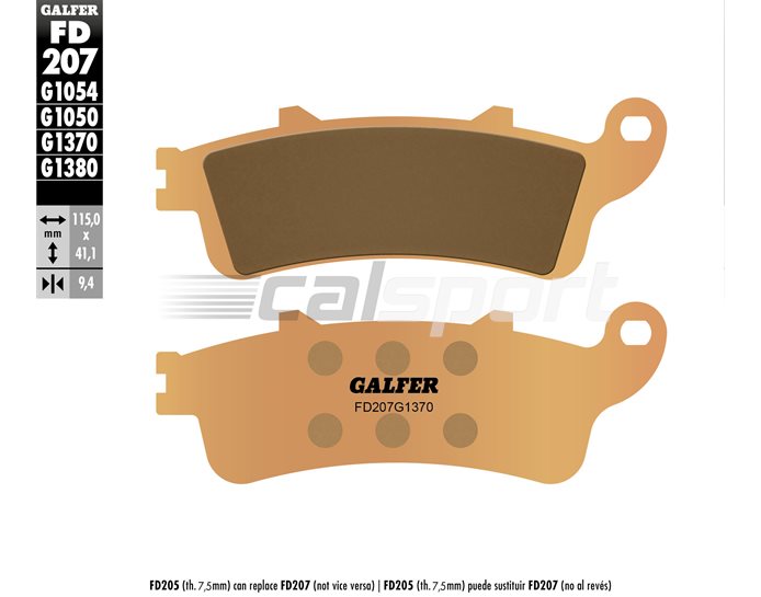 FD207-G1370 - Galfer Brake Pads, Rear, Sinter Street - inc ,ABS