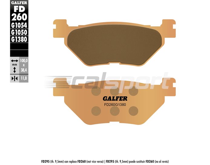 FD260-G1380 - Galfer Brake Pads, Rear, Sinter Scooter - only CUP