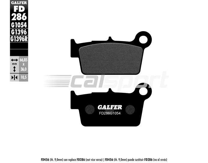 FD286-G1054 - Galfer Brake Pads, Rear, Semi Metal - only 450 F