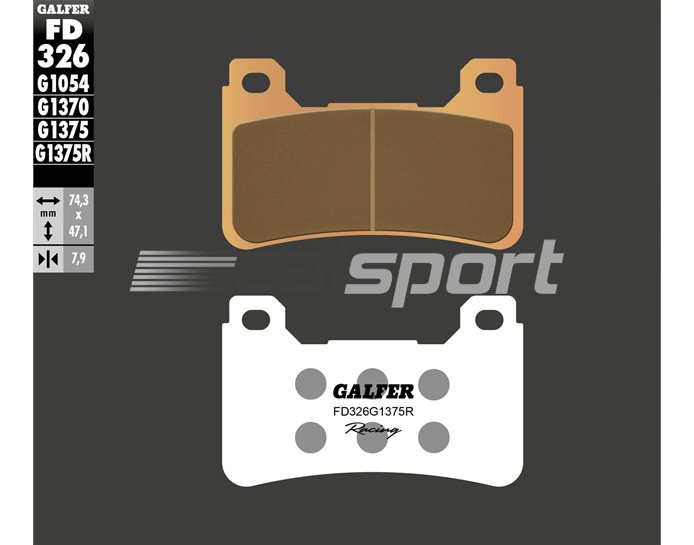 FD326-G1375R - Galfer Brake Pads, Front, Sinter Sport Race - inc C-ABS