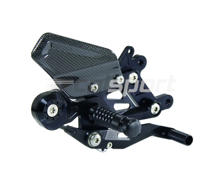 FXR-BM03-B - Gilles FX Racing Rearset Kit - Black - Includes Carbon Heel Guards -Conventional & Reverse Shift Possible