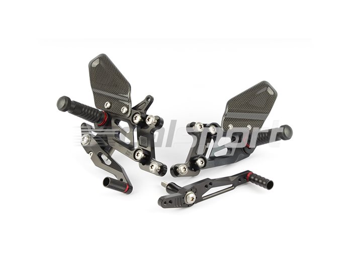Gilles FX Racing Rearset Kit - Black - Includes Carbon Heel Guards -Conventional & Reverse Shift Possible
