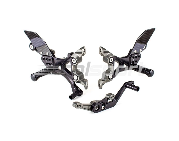 FXR-BM05-B - Gilles FX Racing Rearset Kit - Black - Includes Carbon Heel Guards -Conventional & Reverse Shift Possible