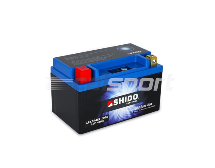 Shido Lightweight Lithium Battery Replaces YTX14-BS - 800 Model Only
