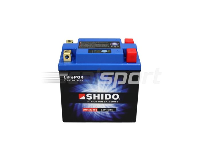 Shido Lightweight Lithium Battery Replaces YTX14AH-BS - High Output Quad Terminal