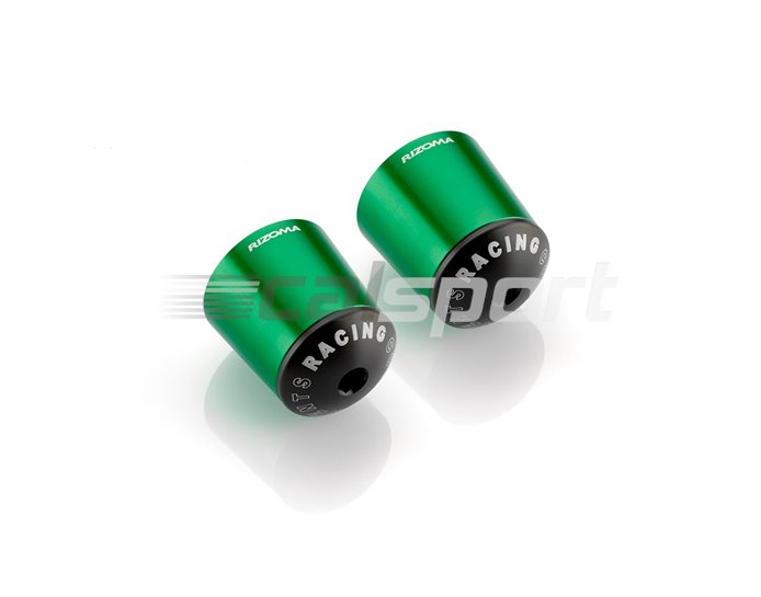 MA510V - Rizoma Bar Ends, 2 Color Conical, pair, Green, other colours available - fits 22.2mm and 28.6mm bars - fits OEM bars with 8mm threaded ends