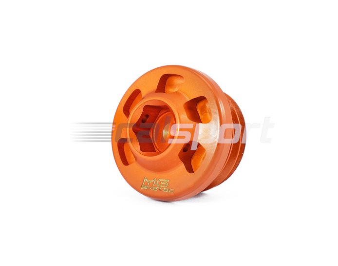 1570-156508 - MG Biketec Oil filler cap, wire lock ready - Orange