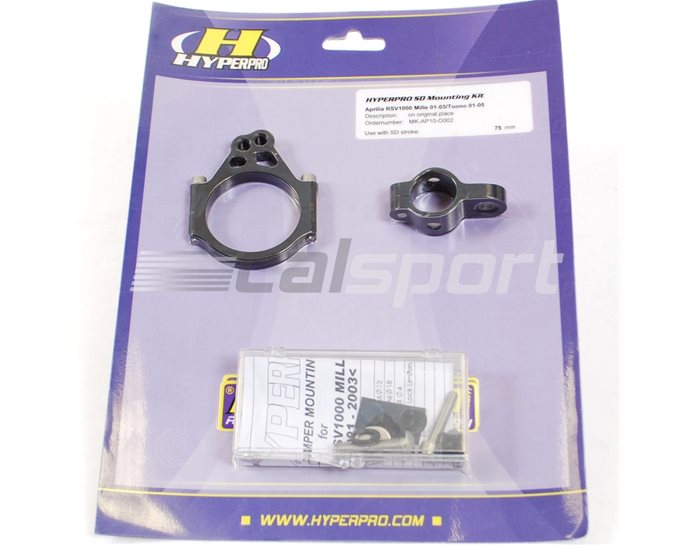 Hyperpro Steering Damper Mounting Kit, Black, other colours available - In Front Of Bottom Yoke