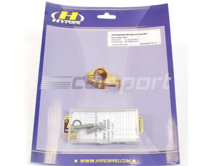 Hyperpro Steering Damper Mounting Kit, Gold, other colours available - In Original Position (damper reversed)