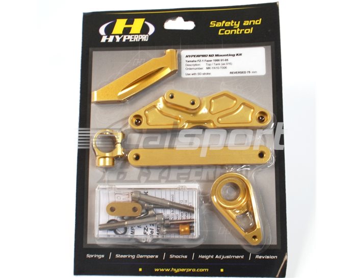 Hyperpro Steering Damper Mounting Kit, Gold, other colours available - Top / Tank (916 Style - Damper Reversed)