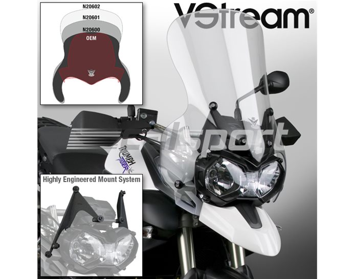 National Cycle VStream+ Polycarbonate Clear Touring Screen - Will NOT Work With Triumph Adventure Light Kit