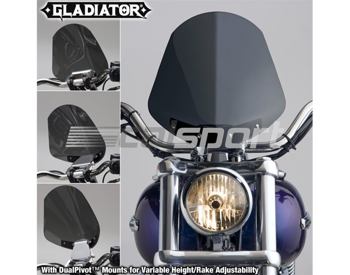 National Cycle GLADIATOR Dark Tint Screen With Chrome Dual-Adjust Mounting Kit