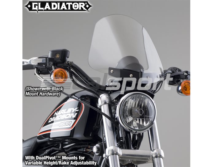 National Cycle GLADIATOR Light Tint Screen With Chrome Dual-Adjust Mounting Kit - Single Clock Models - Single gauge only. Will not work on