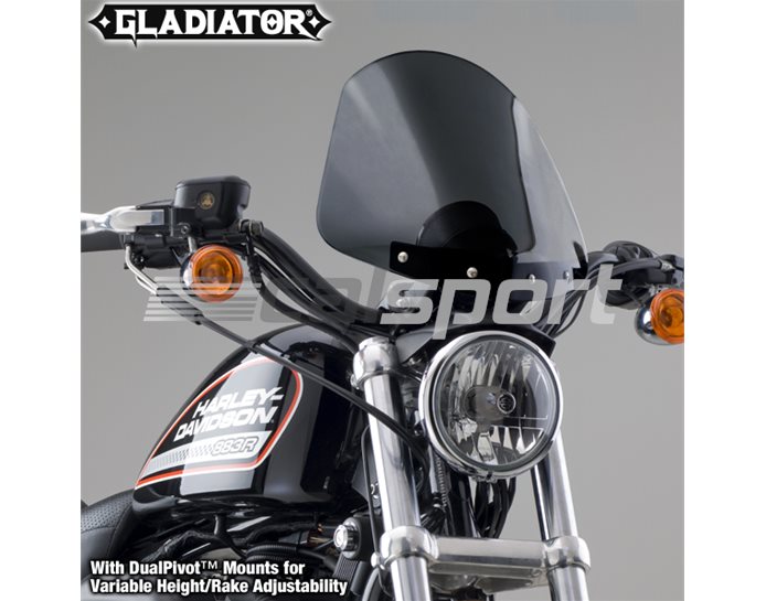 National Cycle GLADIATOR Dark Tint Screen With Black Dual-Adjust Mounting Kit - Single Clock Models - Single gauge only. Will not work on FX