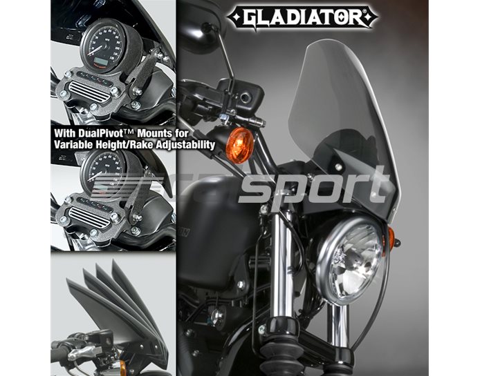 National Cycle GLADIATOR Light Tint Screen With Black Dual-Adjust Mounting Kit - Single Clock Models