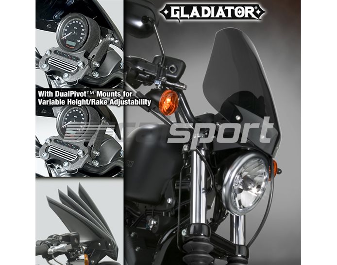 National Cycle GLADIATOR Dark Tint Screen With Black Dual-Adjust Mounting Kit - Single Clock Models