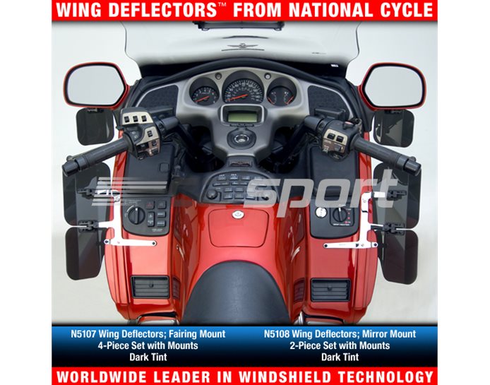N5107 - National Cycle WING DEFLECTORS - Dark Tint 4 Piece Fairing Mount Set - Excludes Airbag Models
