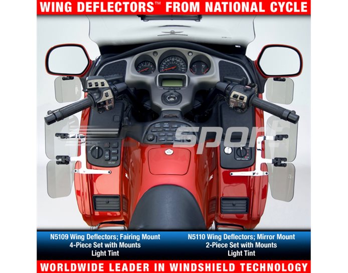 N5110 - National Cycle WING DEFLECTORS - Light Tint 2 Piece Mirror Mount Set