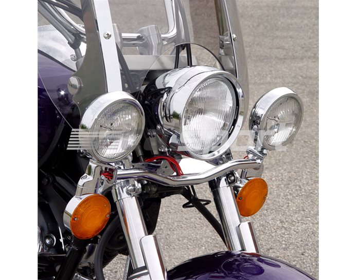 National Cycle LIGHT-BAR Complete Chrome Spotlight Kit - With Pre-Wired Spotlights And Indicators - Will Also Fit Any Heavy-Duty Spartan Or