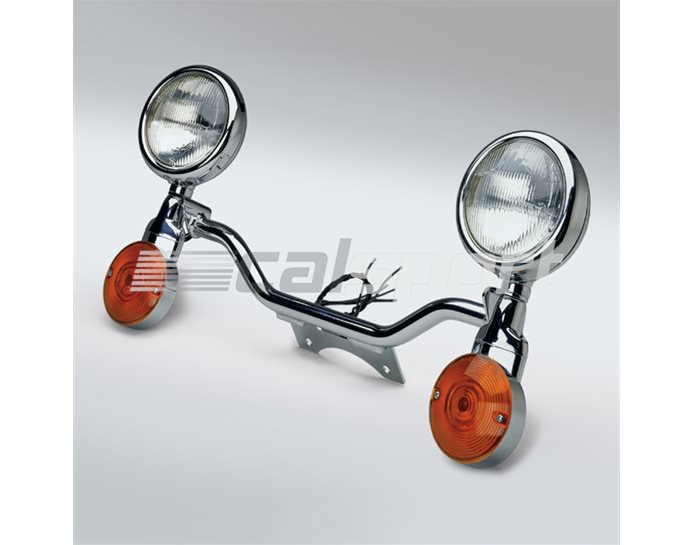 N928 - National Cycle LIGHT-BAR Complete Chrome Spotlight Kit - With Pre-Wired Spotlights And Indicators - Will Also Fit Any Heavy-Duty Spartan Or